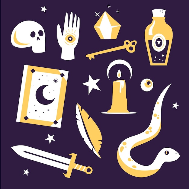 Free Vector various objects and snake esoteric elements