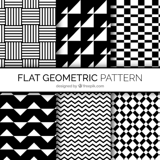 Various patterns of black and white geometric shapes