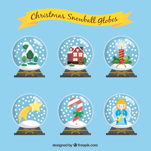 Various snowglobes with nice christmas elements