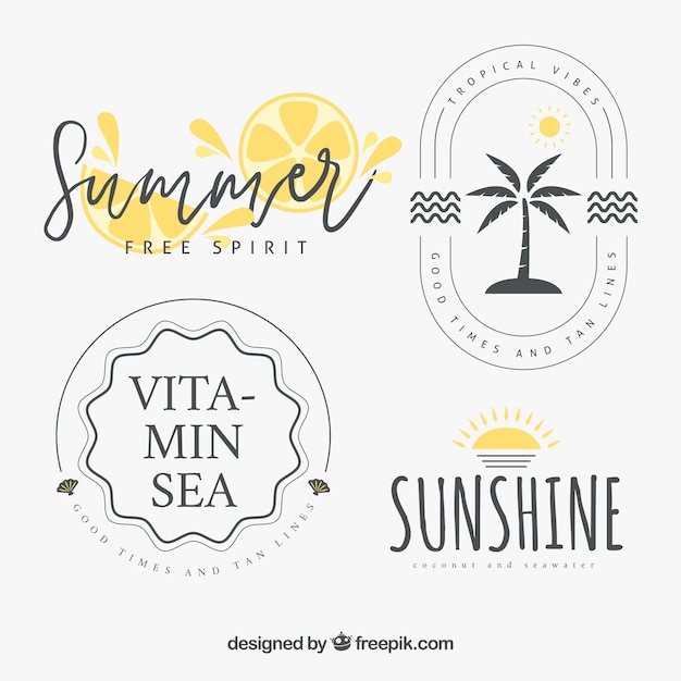 Free Vector various summer vintage stickers