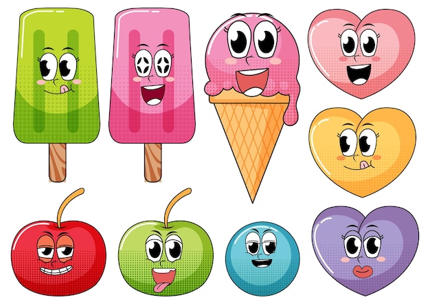 Free Vector a various sweets on white background