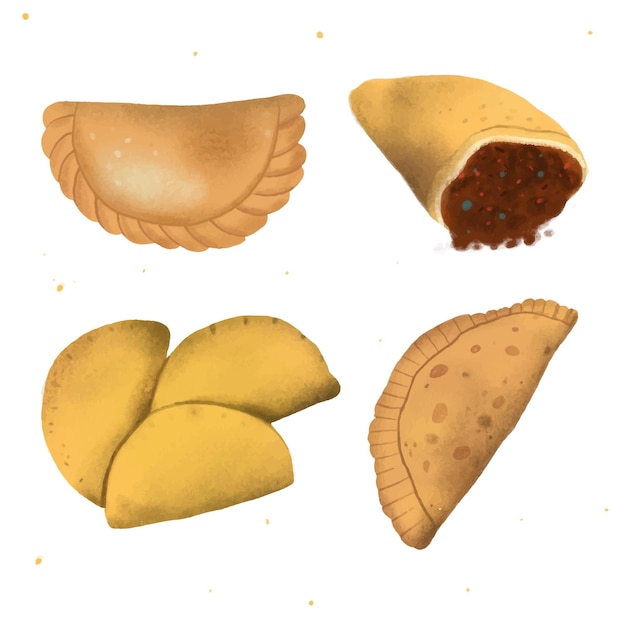 Free vector various types of empanada collection