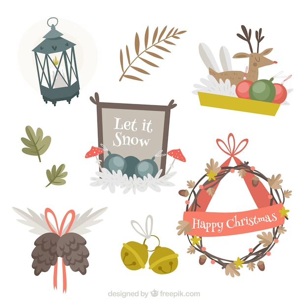 Free Vector various vintage christmas elements