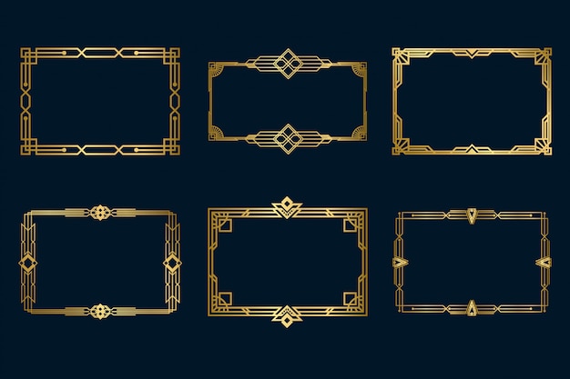 Free Vector various vintage golden frames set