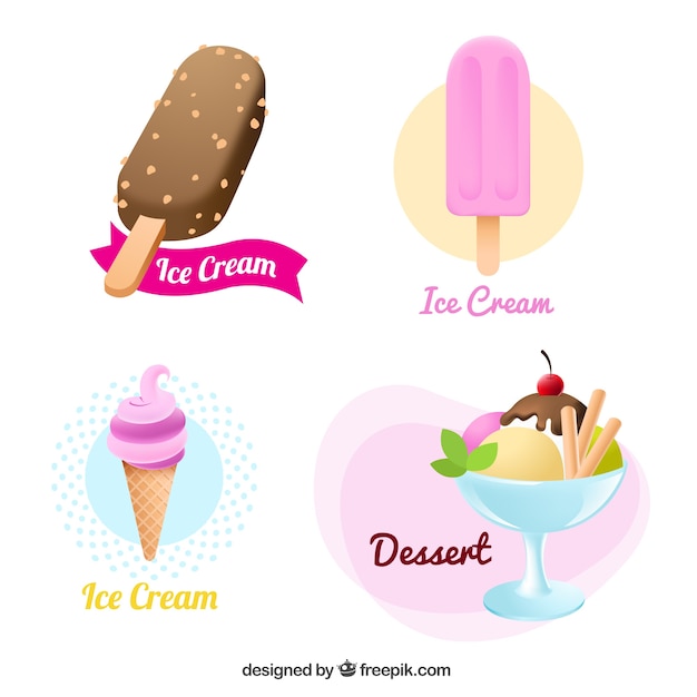 Free Vector varity of ice creams