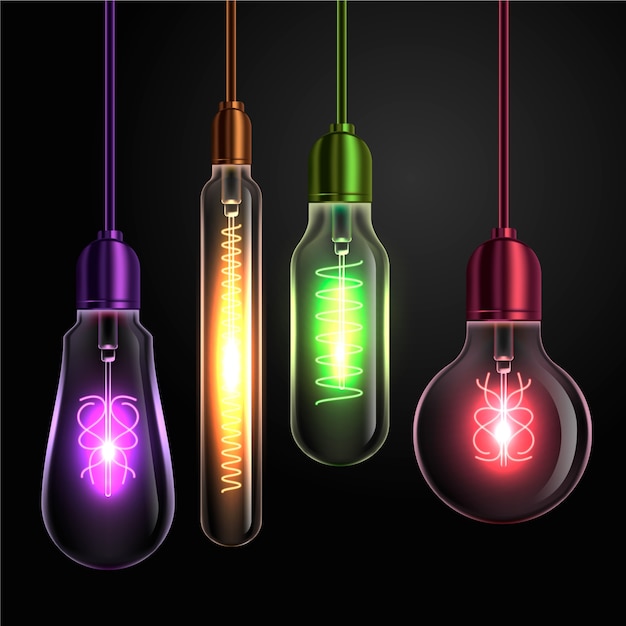 Free Vector varoius shapes of coloured light bulbs