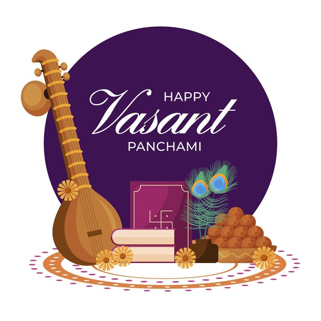 Vasant panchami in flat design