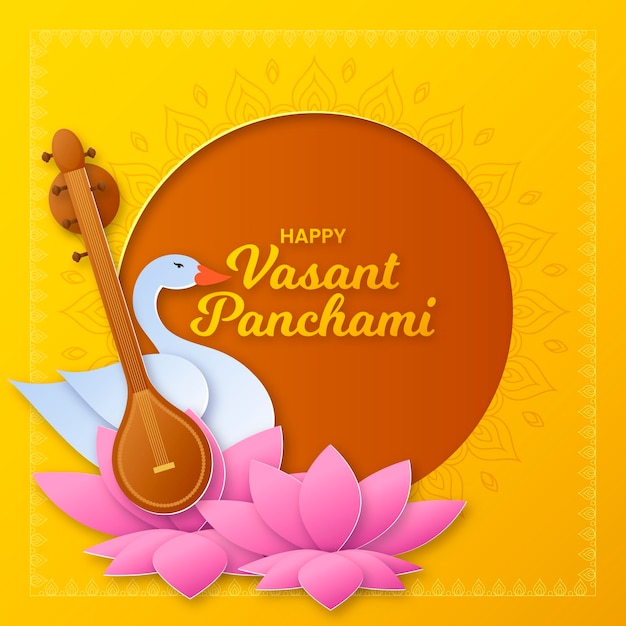 Free vector vasant panchami in paper style