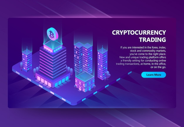 Free Vector vector 3d isometric site for trading cryptocurrency