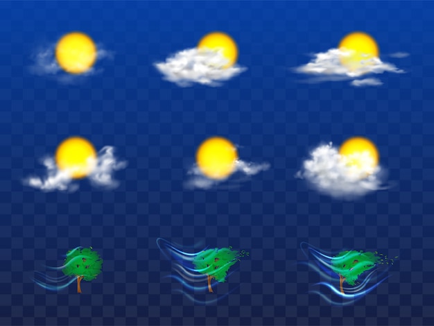 Free Vector vector 3d realistic set with weather forecast elements