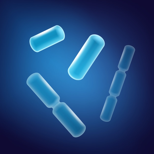 Free Vector vector abstract blue rod-shaped bacilli bacteria in space close up top view