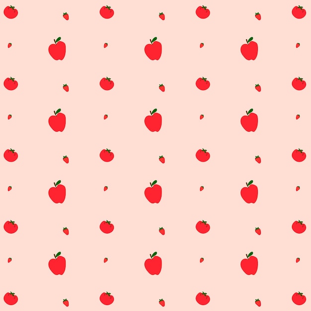 Vector apple strawberry seamless pattern background