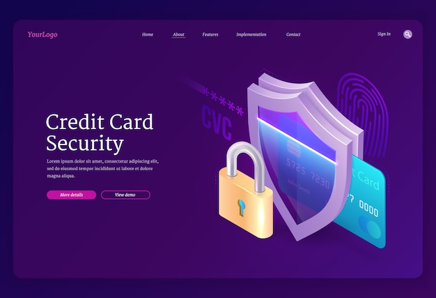 Vector banner of credit card security