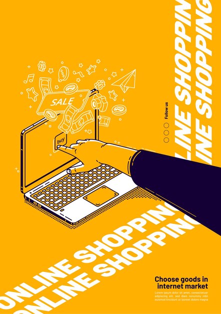 Vector banner of online shopping a buying