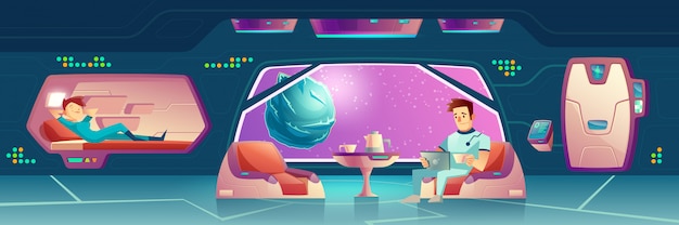 Free Vector vector bedroom at spaceship