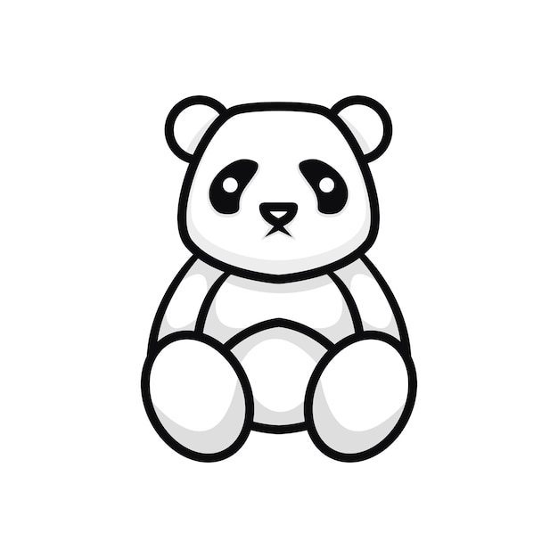 Free vector vector black and white character panda logo