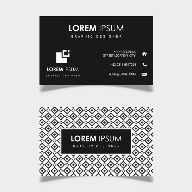 Vector Black and White Geometric Pattern Business Card