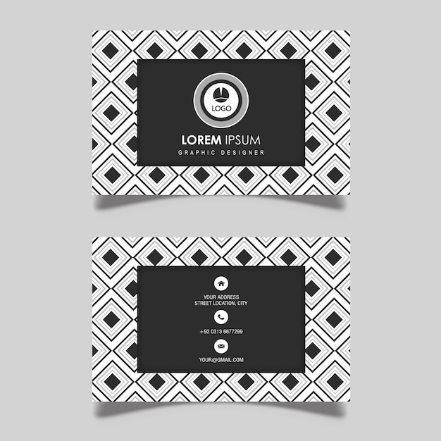 Vector Black and White Geometric Pattern Business Card