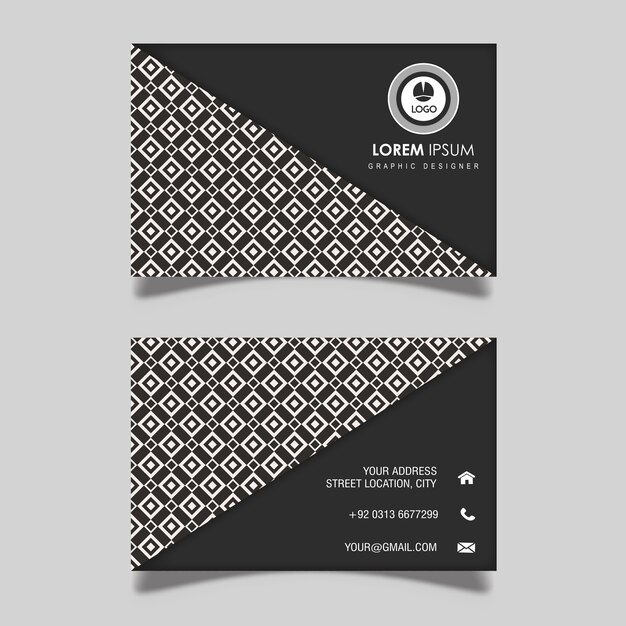 Vector Black and White Geometric Pattern Business Card