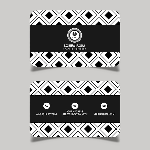 Vector Black and White Geometric Pattern Business Card