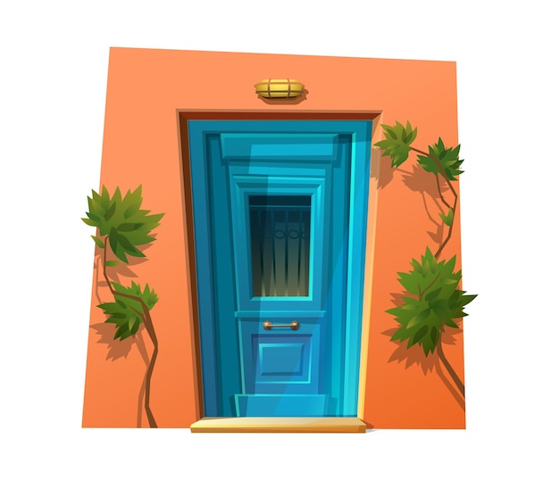 Free vector vector cartoon style door entrance house facade entry