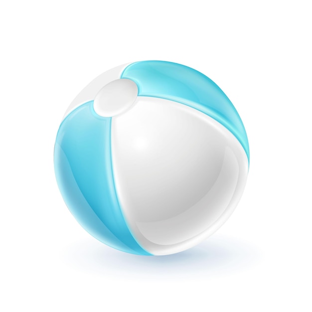 Vector cartoon style icon Blue and white beach ball Isolated