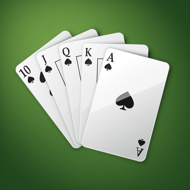 Free Vector vector casino playing cards or royal straight flush top view isolated on green poker table