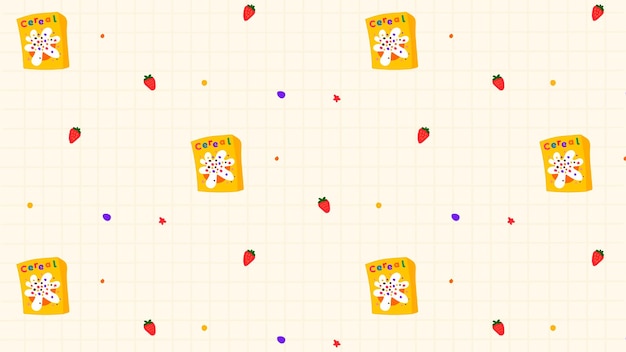 Vector cereal strawberry seamless pattern background