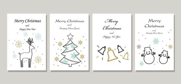 Vector Christmas Card Set Isolated On A Gray Background.