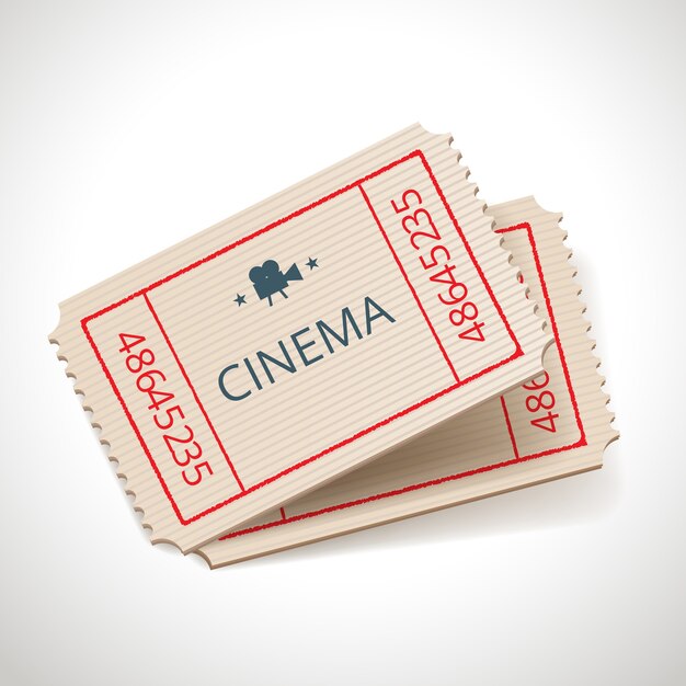 Vector cinema retro ticket icon isolated on white