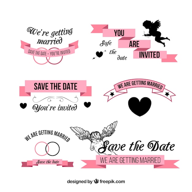 Free Vector vector collection of wedding objects and signs