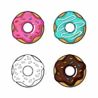 Free vector vector colorful icon of four doughnuts isolated on white background