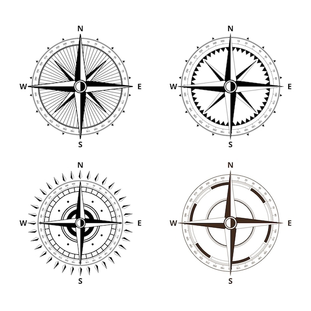 Free vector vector compass rose with north, south, east and west indicated