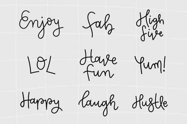 Free Vector vector cursive fun words typography set