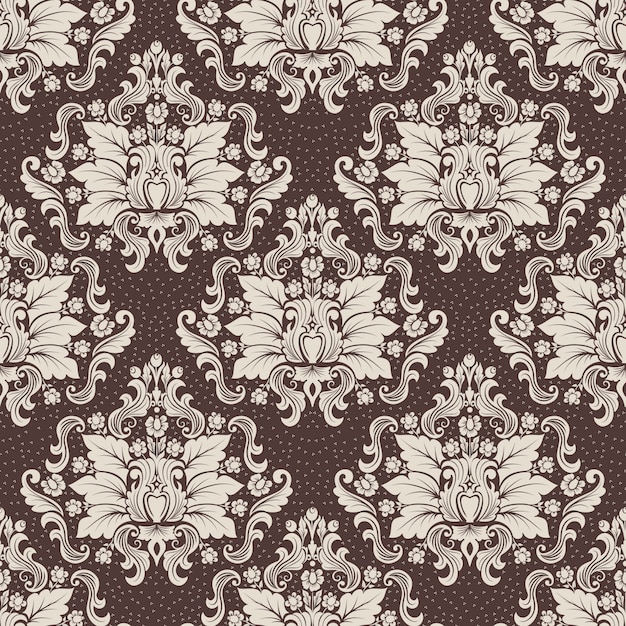 Vector damask seamless pattern background. Classical luxury old fashioned damask ornament, royal victorian seamless texture for wallpapers, textile, wrapping. Exquisite floral baroque template.