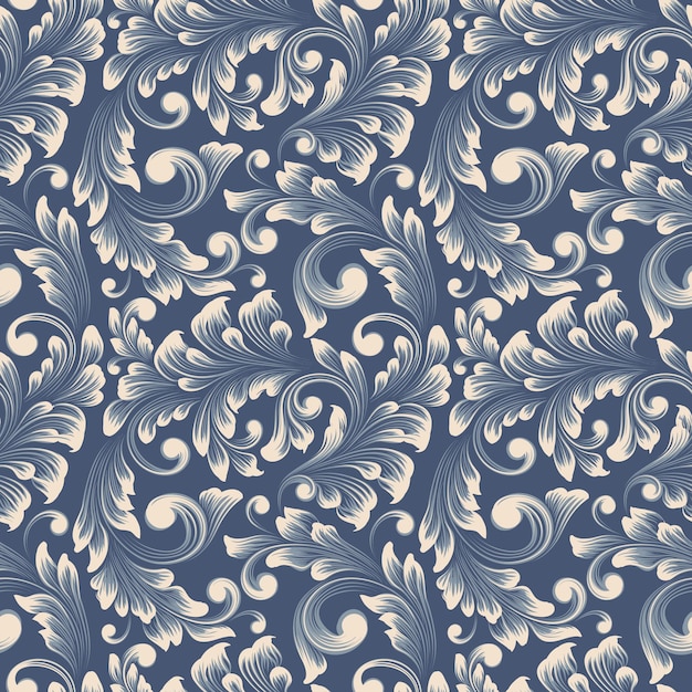 Free Vector vector damask seamless pattern background. classical luxury old fashioned damask ornament, royal victorian seamless texture for wallpapers, textile, wrapping. exquisite floral baroque template.