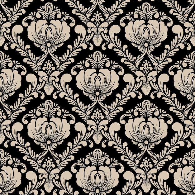 Free vector vector damask seamless pattern background classical luxury old fashioned damask ornament royal victorian seamless texture for wallpapers textile wrapping exquisite floral baroque template