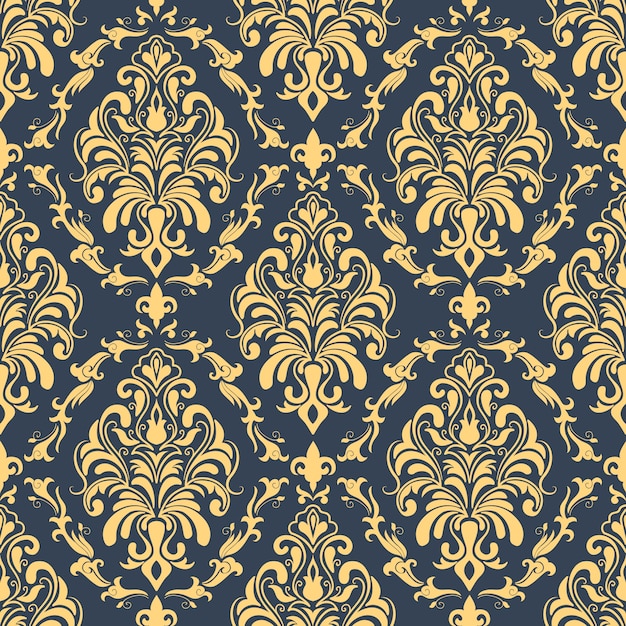 Vector damask seamless pattern background. Classical luxury old fashioned damask ornament, royal victorian seamless texture for wallpapers, textile, wrapping. Exquisite floral baroque template.