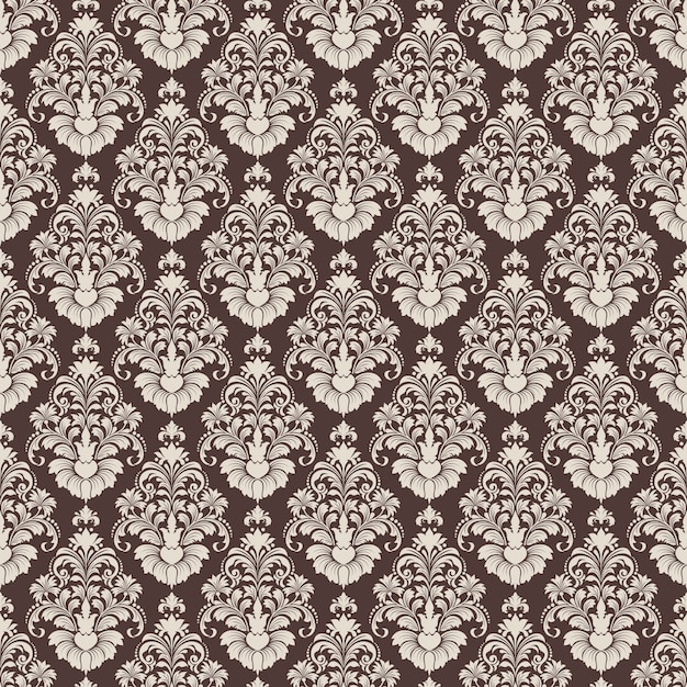 Vector damask seamless pattern background. Classical luxury old fashioned damask ornament, royal victorian seamless texture for wallpapers, textile, wrapping. Exquisite floral baroque template.