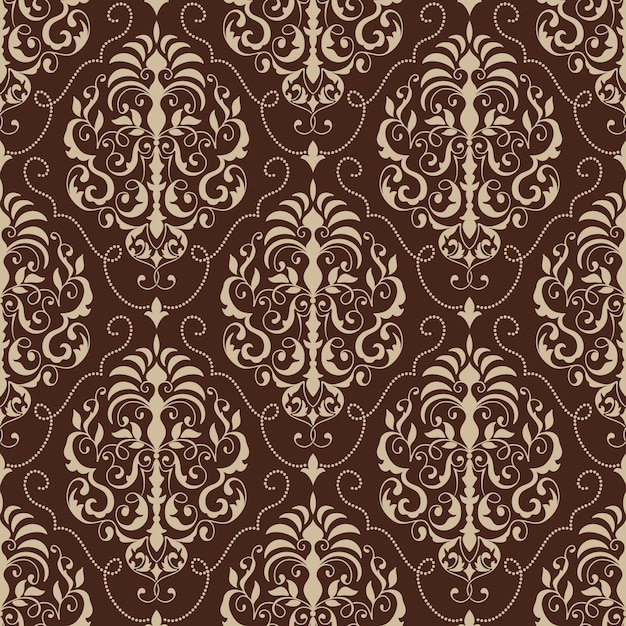 Vector damask seamless pattern background. Classical luxury old fashioned damask ornament, royal victorian seamless texture for wallpapers, textile, wrapping. Exquisite floral baroque template.