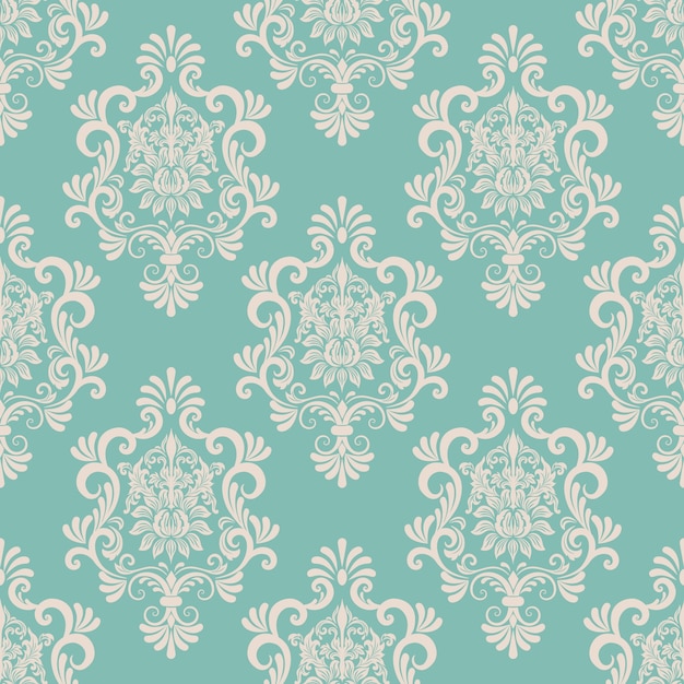 Vector damask seamless pattern background. Classical luxury old fashioned damask ornament, royal victorian seamless texture for wallpapers, textile, wrapping. Exquisite floral baroque template.