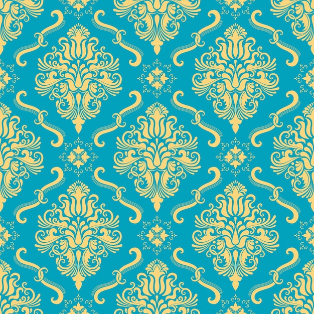 Vector damask seamless pattern background. Classical luxury old fashioned damask ornament, royal victorian seamless texture for wallpapers, textile, wrapping. Exquisite floral baroque template.