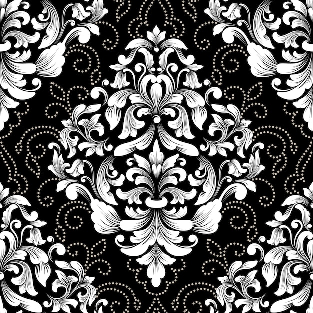 Vector damask seamless pattern element. Classical luxury old fashioned damask ornament, royal victorian seamless texture for wallpapers, textile, wrapping. Exquisite floral baroque template.