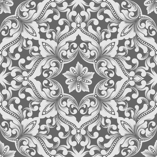 Free Vector vector damask seamless pattern element. classical luxury old fashioned damask ornament, royal victorian seamless texture for wallpapers, textile, wrapping. exquisite floral baroque template.