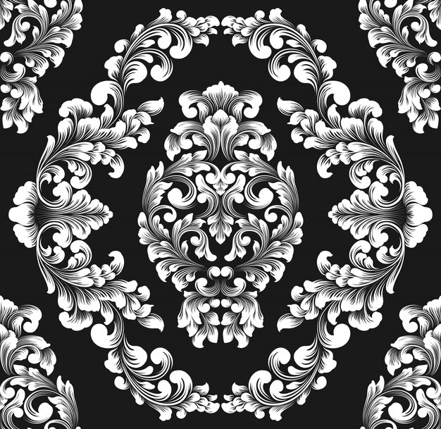 Vector damask seamless pattern element.