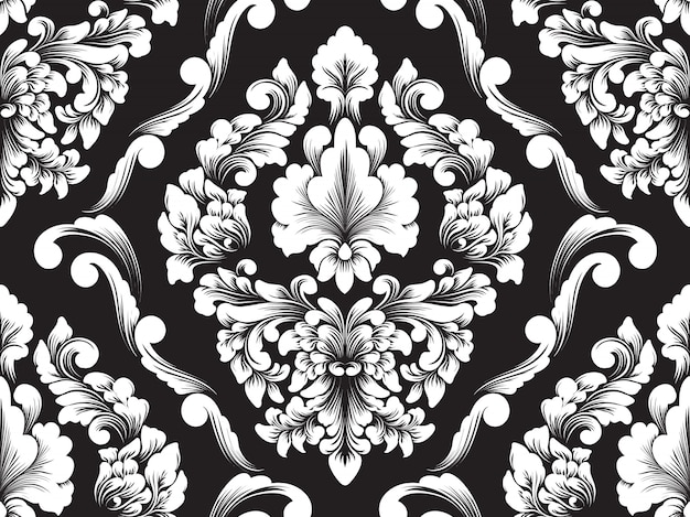 Vector damask seamless pattern element.