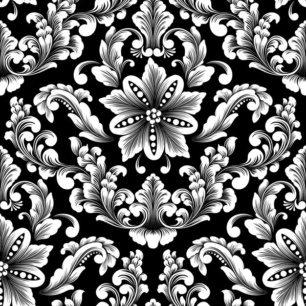 Vector damask seamless pattern element.