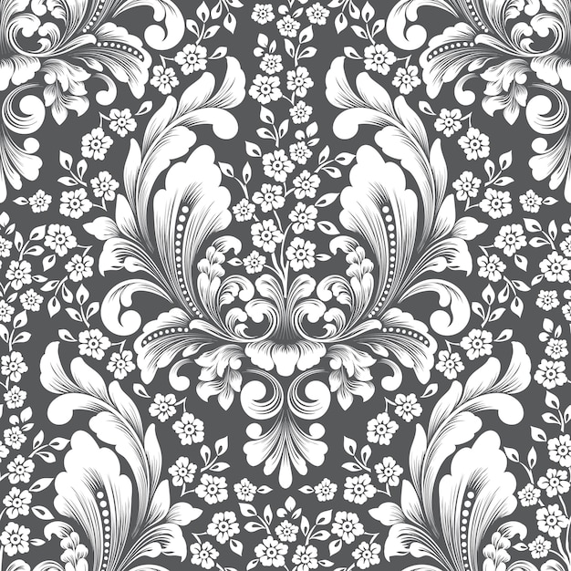 Vector damask seamless pattern element.