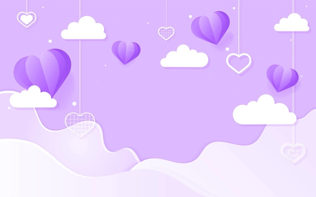 Free Vector vector dangling hearts cloud wave purple background