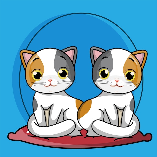 Free Vector vector draw collection cute cat on whitedoodle cartoon style